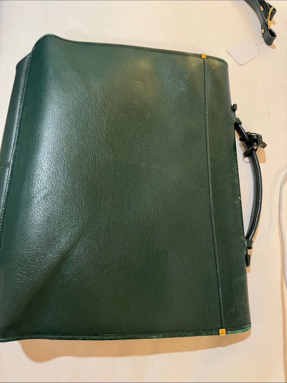 Vintage Gucci Green Leather Briefcase with Gold Hardware - Picture 3 of 6